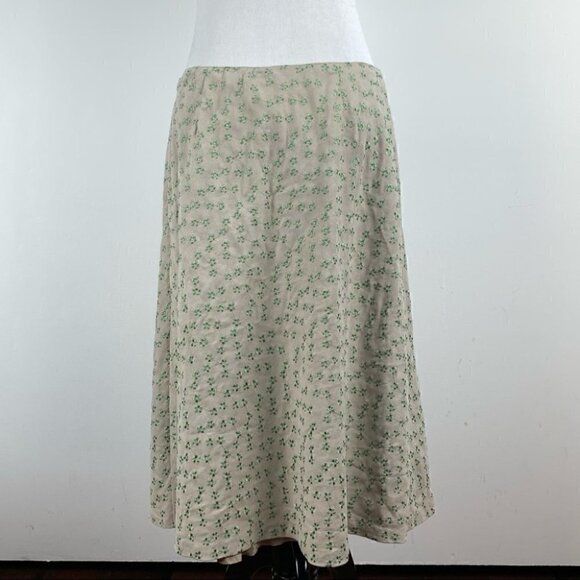B Moss womens skirt size 10 tan sage green ultra suede embroidered floral 90s - Picture 5 of 10